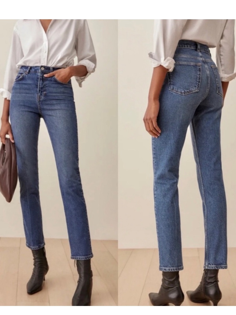 Reformation Classic High-Rise Straight Leg Jeans in Blue